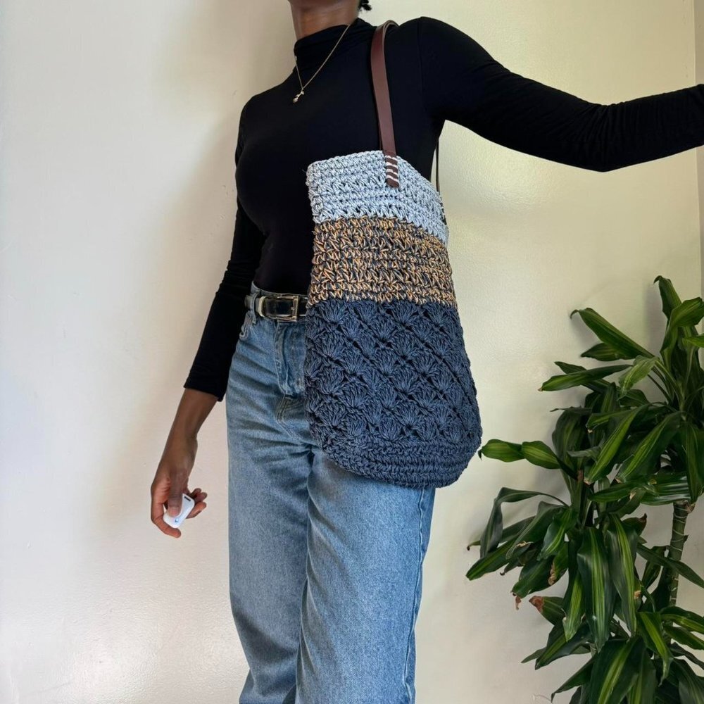 Vintage braided woven shoulder‎ bag